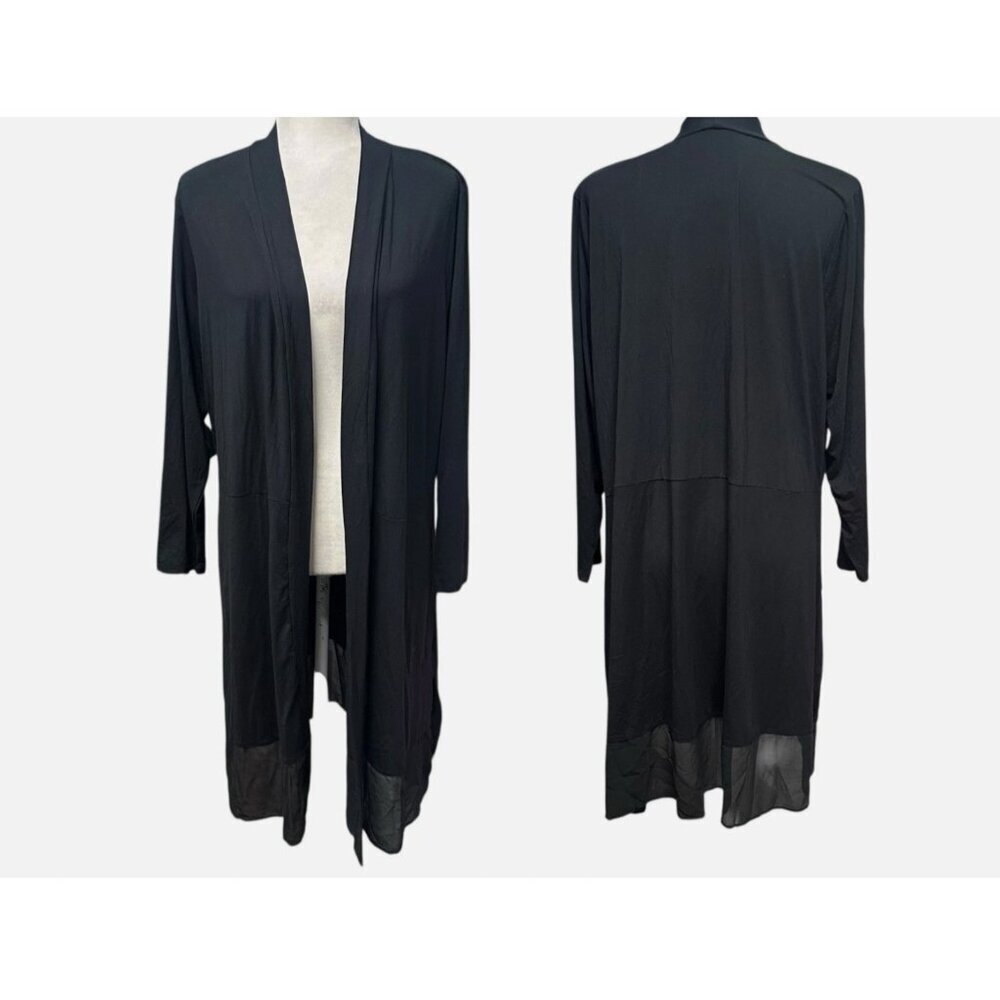LOGO by Lori Goldstein Longline Duster Cardigan Women's Size 3XP Sheer Hem NWT